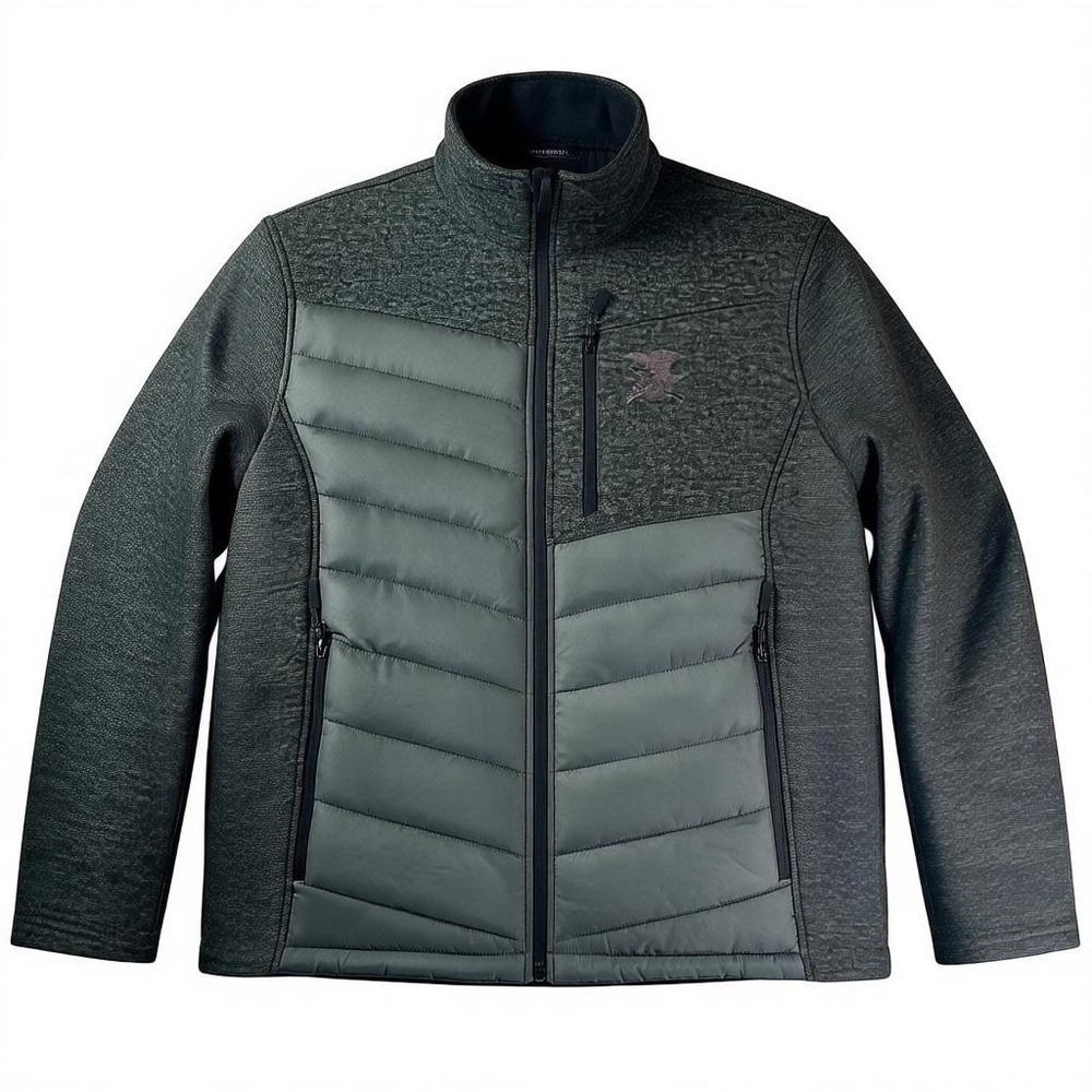 NRA Men's XL Heathered Full Zip Puffer Jacket Eagle Logo Outerwear